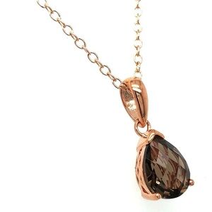 14k 925 LeVian 2.5 carat Chocolate Quartz Pendant Rose Gold